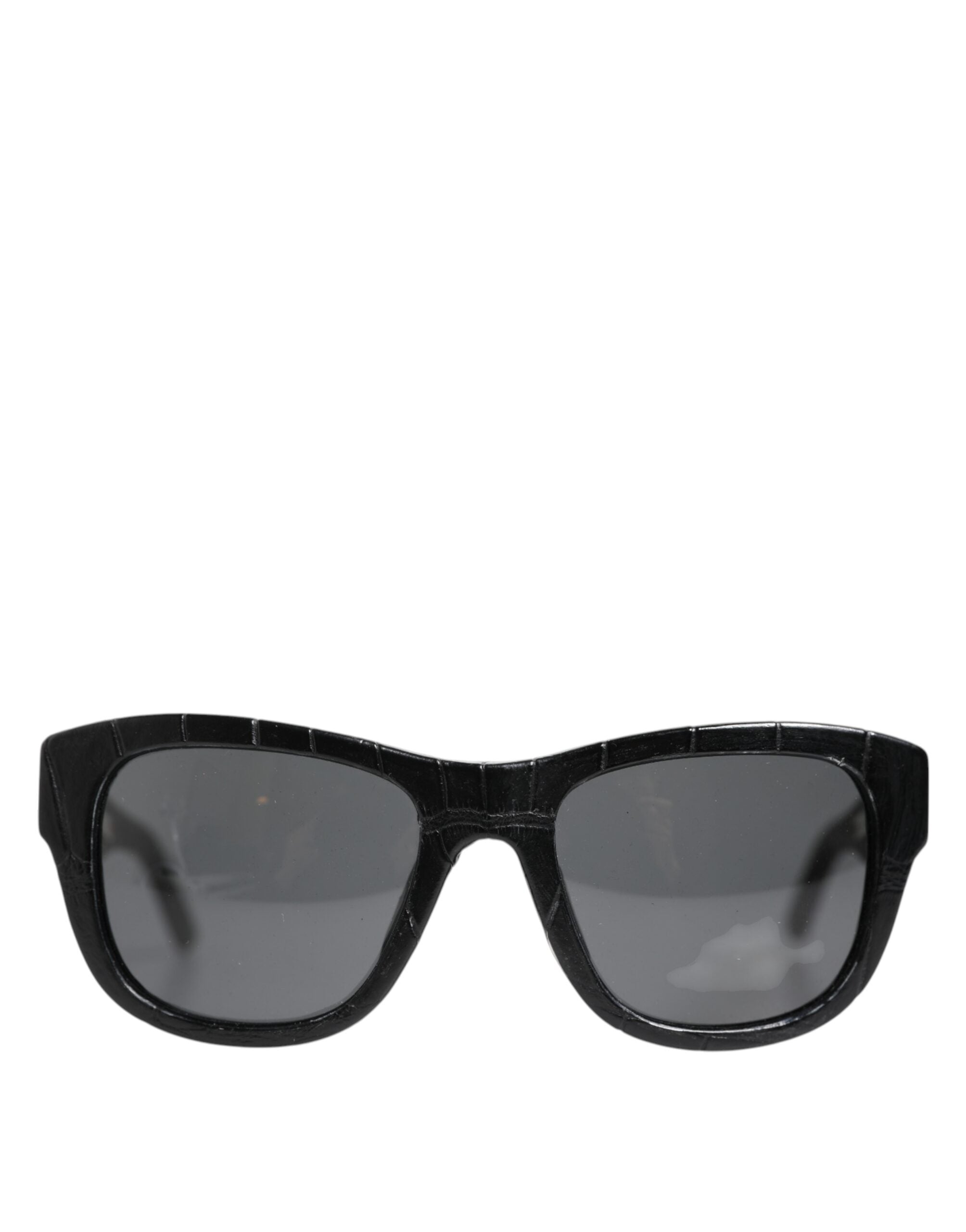 Dolce & Gabbana Black Leather Tinted Lens Sunglasses
