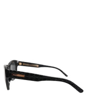 Dolce & Gabbana Black Leather Tinted Lens Sunglasses