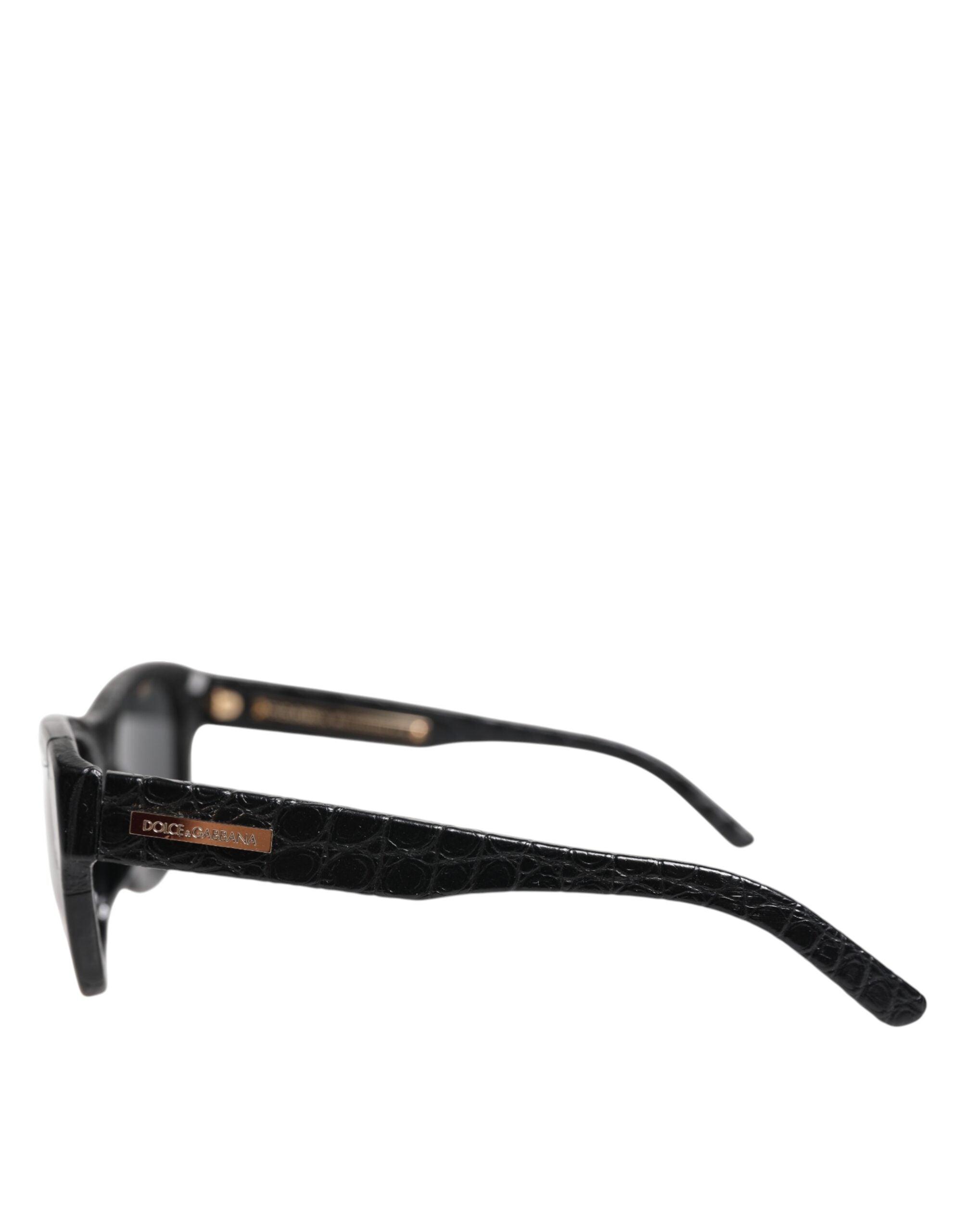 Dolce & Gabbana Black Leather Tinted Lens Sunglasses