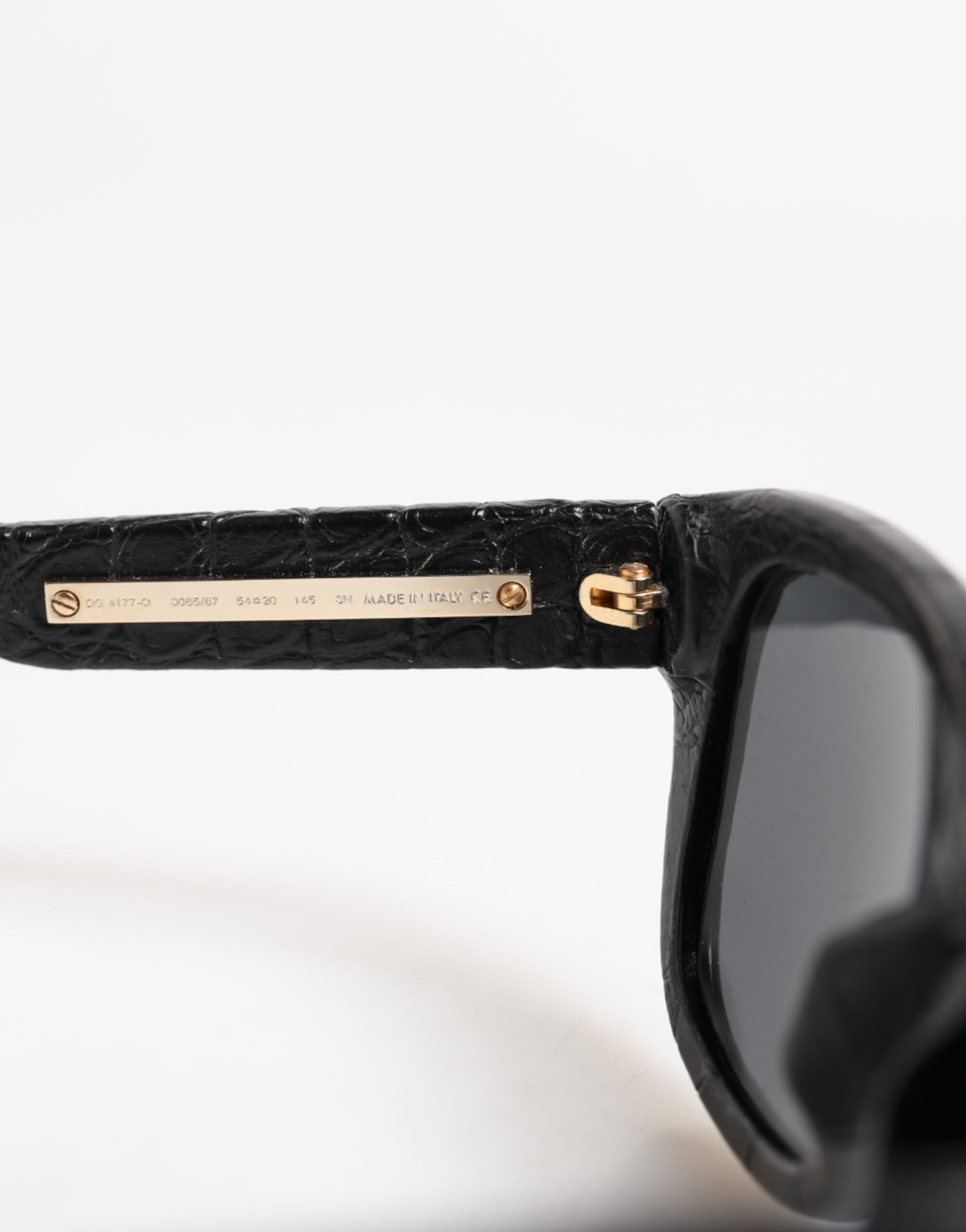Dolce & Gabbana Black Leather Tinted Lens Sunglasses
