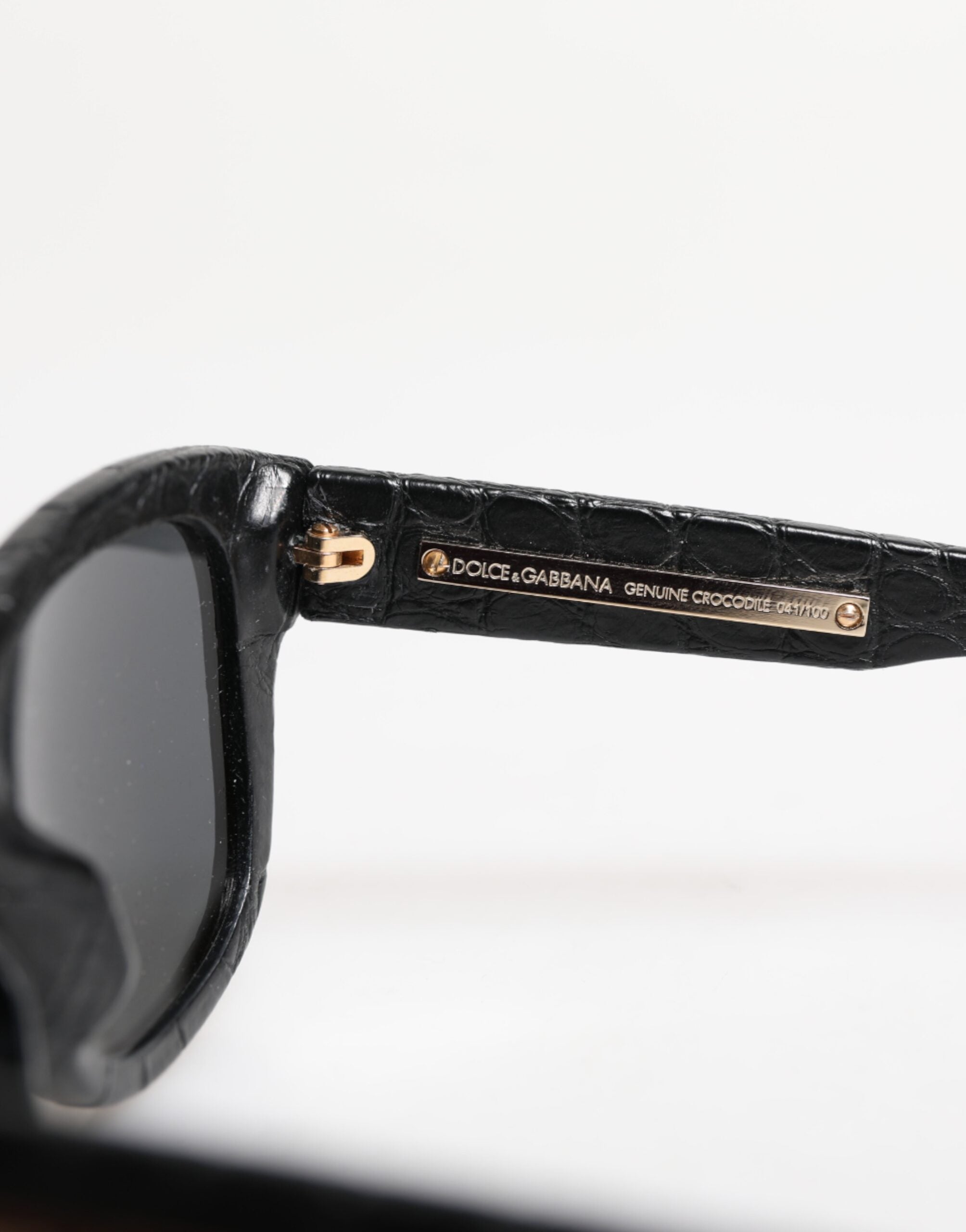 Dolce & Gabbana Black Leather Tinted Lens Sunglasses