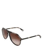 Modified Aviator Striped Brown Acetate Gradient Sunglasses