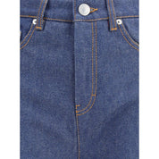 Blue Cotton Flared Jeans
