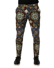 Multicolor Stained Glass Window Style Print Men Pants