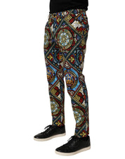 Multicolor Stained Glass Window Style Print Men Pants