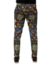 Multicolor Stained Glass Window Style Print Men Pants