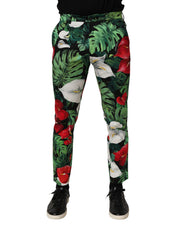 Multicolor Floral Print Cotton Tapered Pants