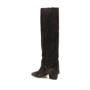 Ebony Calfskin Suede High Boots with Texas Heel