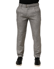 Gray Mid Waist Dress Formal Skinny Men Pants
