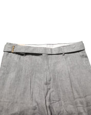 Gray Mid Waist Dress Formal Skinny Men Pants