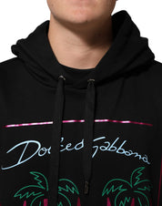 Black Printed Hooded Men Sweatshirt Sweater