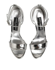 Silver Leather Platform Keira Sandals Shoes