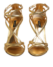 Gold Leather Keira Heels Sandals Shoes
