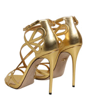 Gold Leather Keira Heels Sandals Shoes