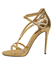 Gold Leather Keira Heels Sandals Shoes