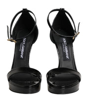 Black Leather Platform Keira Sandals Shoes