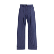 Blue Polyester Casual Pants