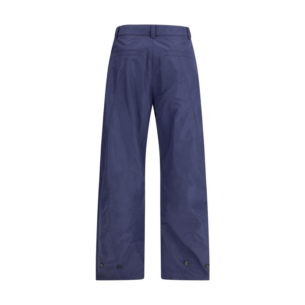Blue Polyester Casual Pants
