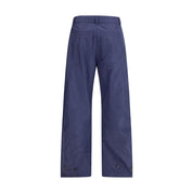 Blue Polyester Casual Pants