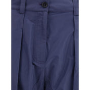Blue Polyester Casual Pants