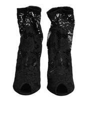 Black Stretch Taormina Lace Boots Shoes