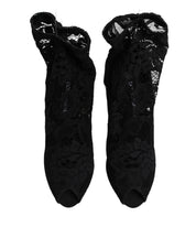 Black Stretch Taormina Lace Boots Shoes