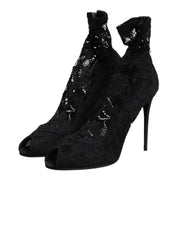 Black Stretch Taormina Lace Boots Shoes