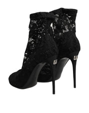 Black Stretch Taormina Lace Boots Shoes