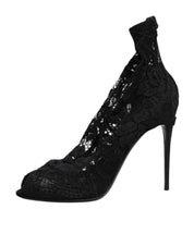 Black Stretch Taormina Lace Boots Shoes