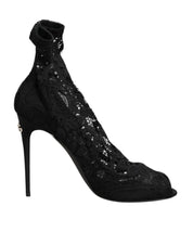 Black Stretch Taormina Lace Boots Shoes