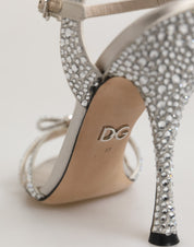 Silver Strass Ankle Strap Heels Sandals Shoes