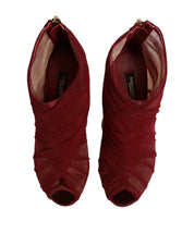Red Tulle Ankle Boots Stiletto Heels Shoes