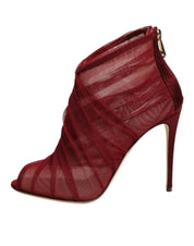 Red Tulle Ankle Boots Stiletto Heels Shoes