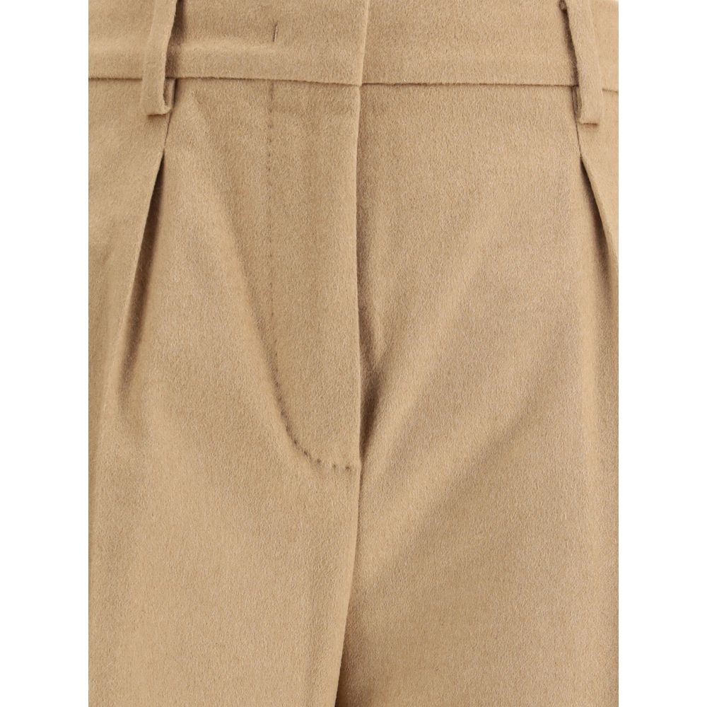 Beige Camel Hair  Casual Pants