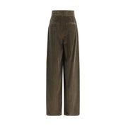 Green Cotton Casual Pants