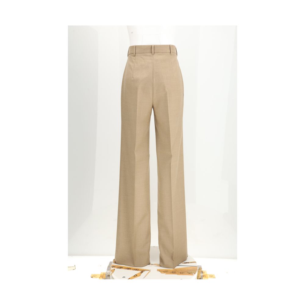 Brown Fleece Wool Casual Pants