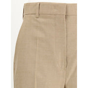 Brown Fleece Wool Casual Pants