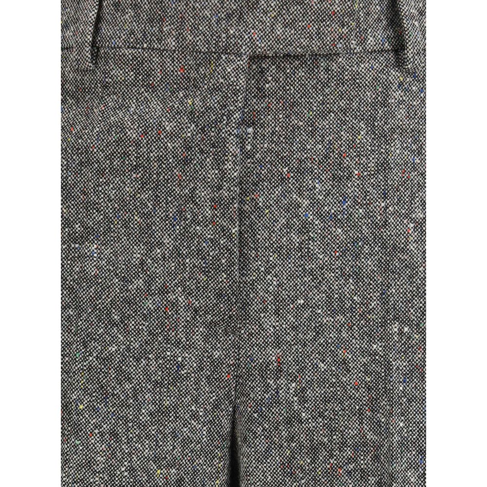 Gray Wool Pants with Raw-cut Hems