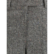 Gray Wool Pants with Raw-cut Hems