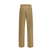 Beige Cotton Casual Pants