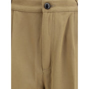 Beige Cotton Casual Pants