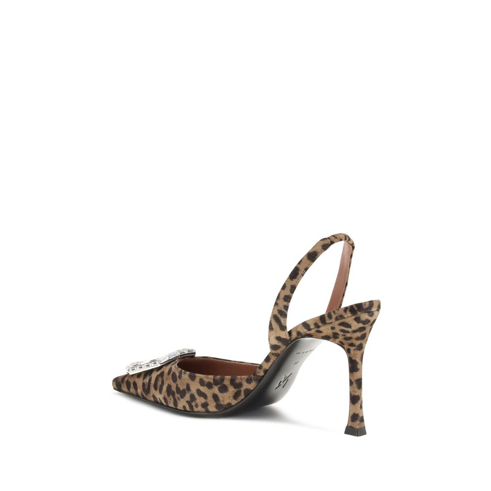 Flerfärgat silkesklackskor med hög klack