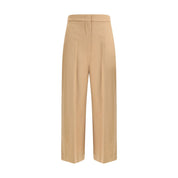 Beige Fleece Wool Casual Pants