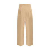 Beige Fleece Wool Casual Pants
