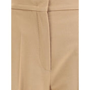 Beige Fleece Wool Casual Pants