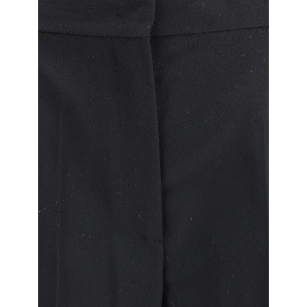 Black Fleece Wool Casual Pants