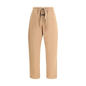 Beige Cotton Casual Pants