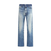 Blue Cotton Straight-Leg Jeans