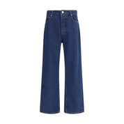 Blue Cotton Straight-Leg Jeans