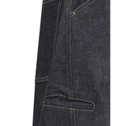 Blue Cotton Straight-Leg Jeans